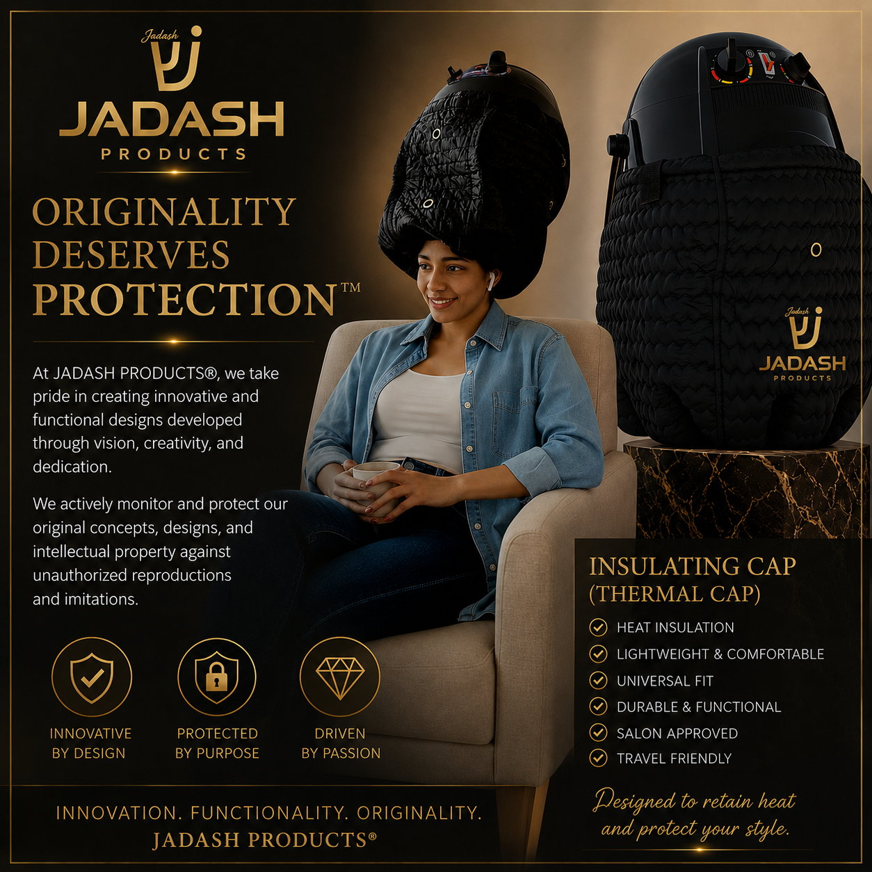 JADASH PRODUCTS® Insulating Cap for Stationary Hair Dryers