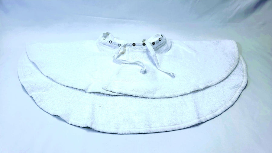 JADASH PRODUCTS White 100% Cotton Round Shoulder Towel Cape - full product view